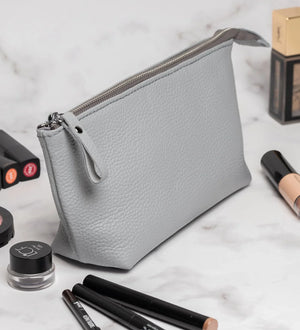 Grainy Leather Cosmetic Bag – Zippered Travel Pouch for Women | Allure