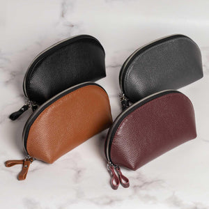Full Grain Leather Makeup Bag for Women | Mirana