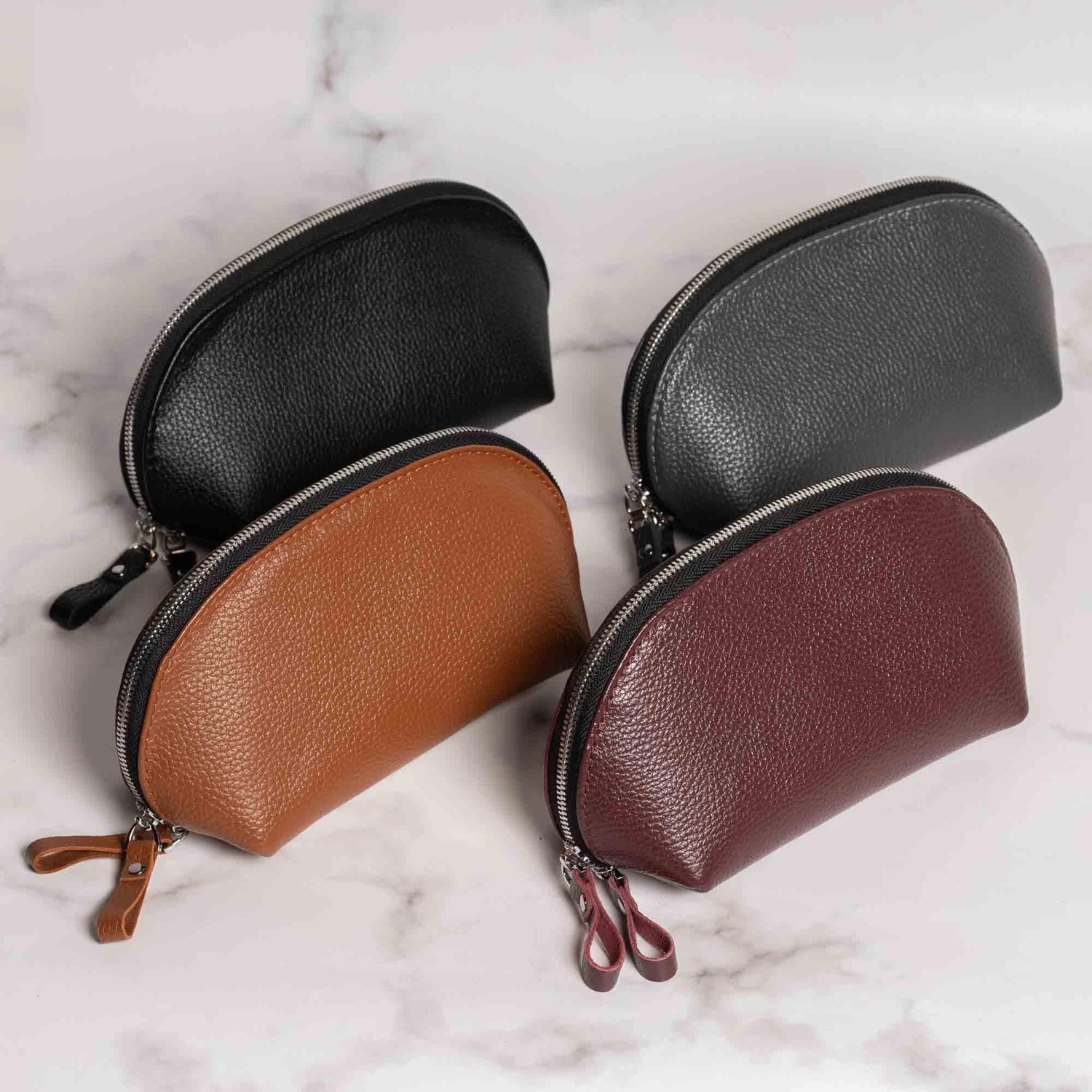 Full Grain Leather Makeup Bag for Women | Mirana