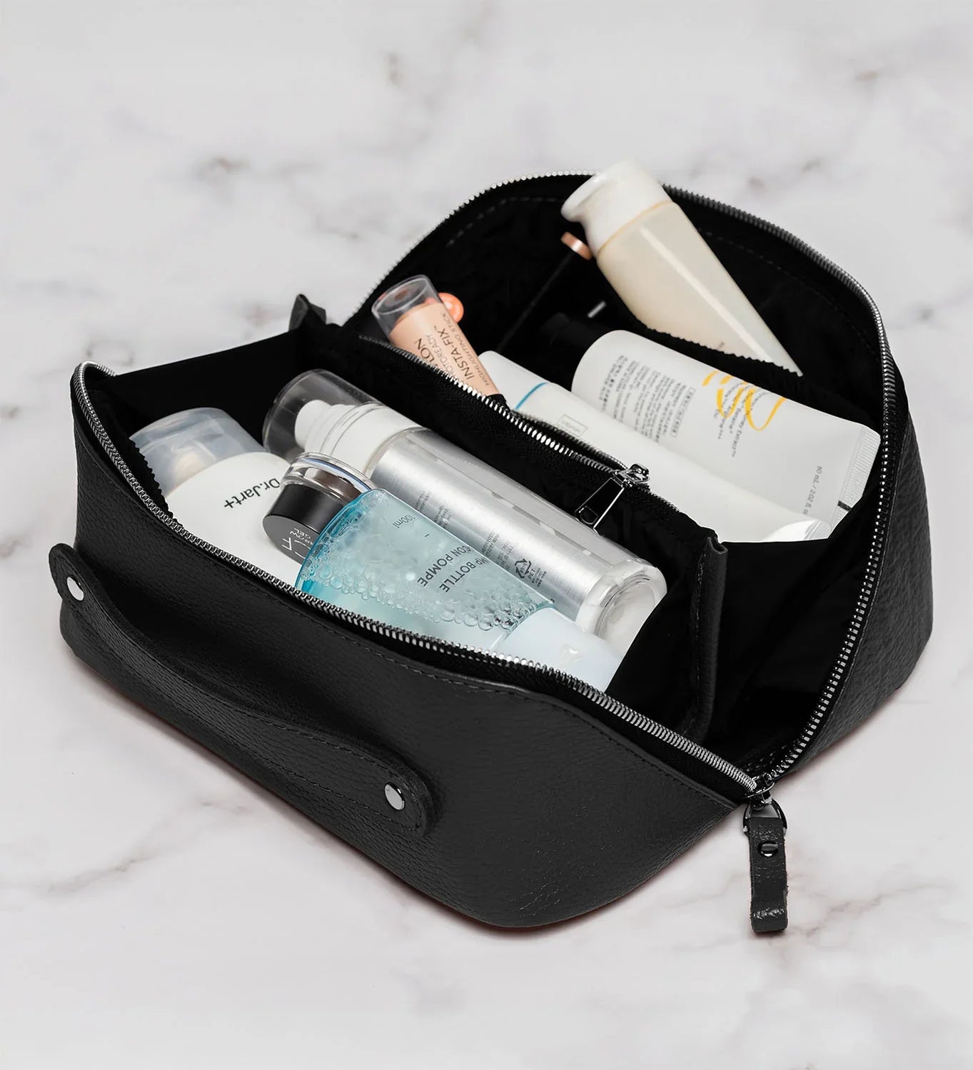 Full Grain Leather Cosmetic Bag – Travel Makeup Organizer | BeautyBox