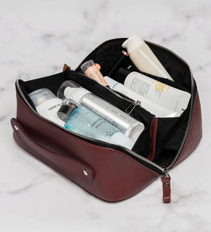 Full Grain Leather Cosmetic Bag – Travel Makeup Organizer | BeautyBox