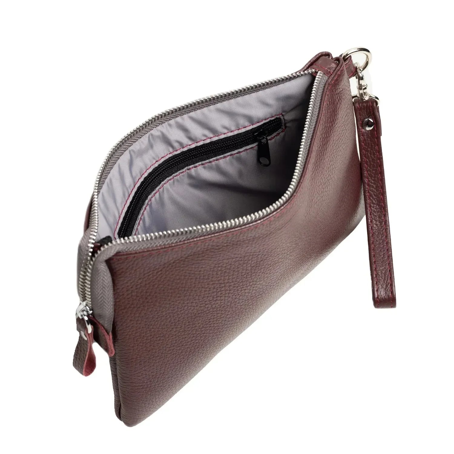 Grainy Leather Clutch with Zipper – 3 Sizes