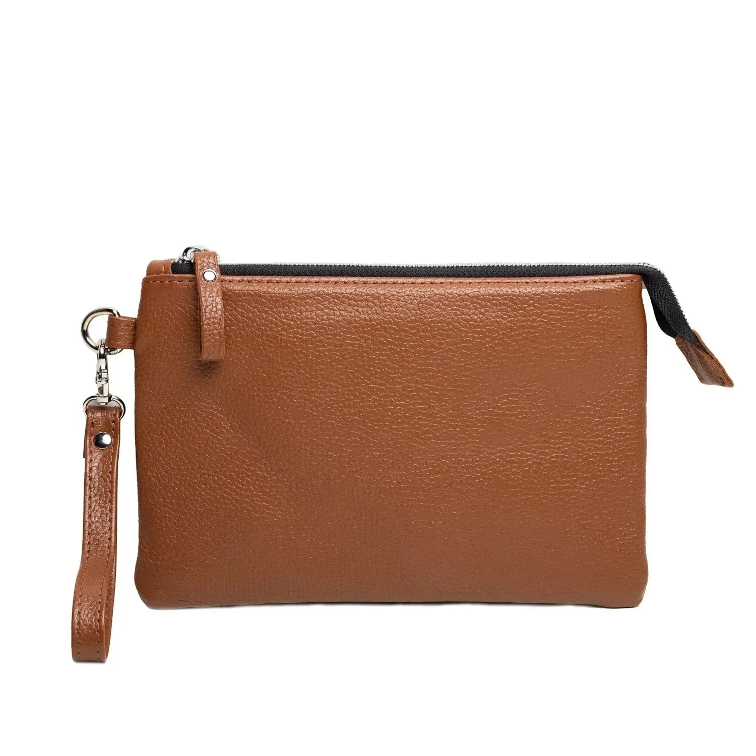 Grainy Leather Clutch with Zipper – 3 Sizes