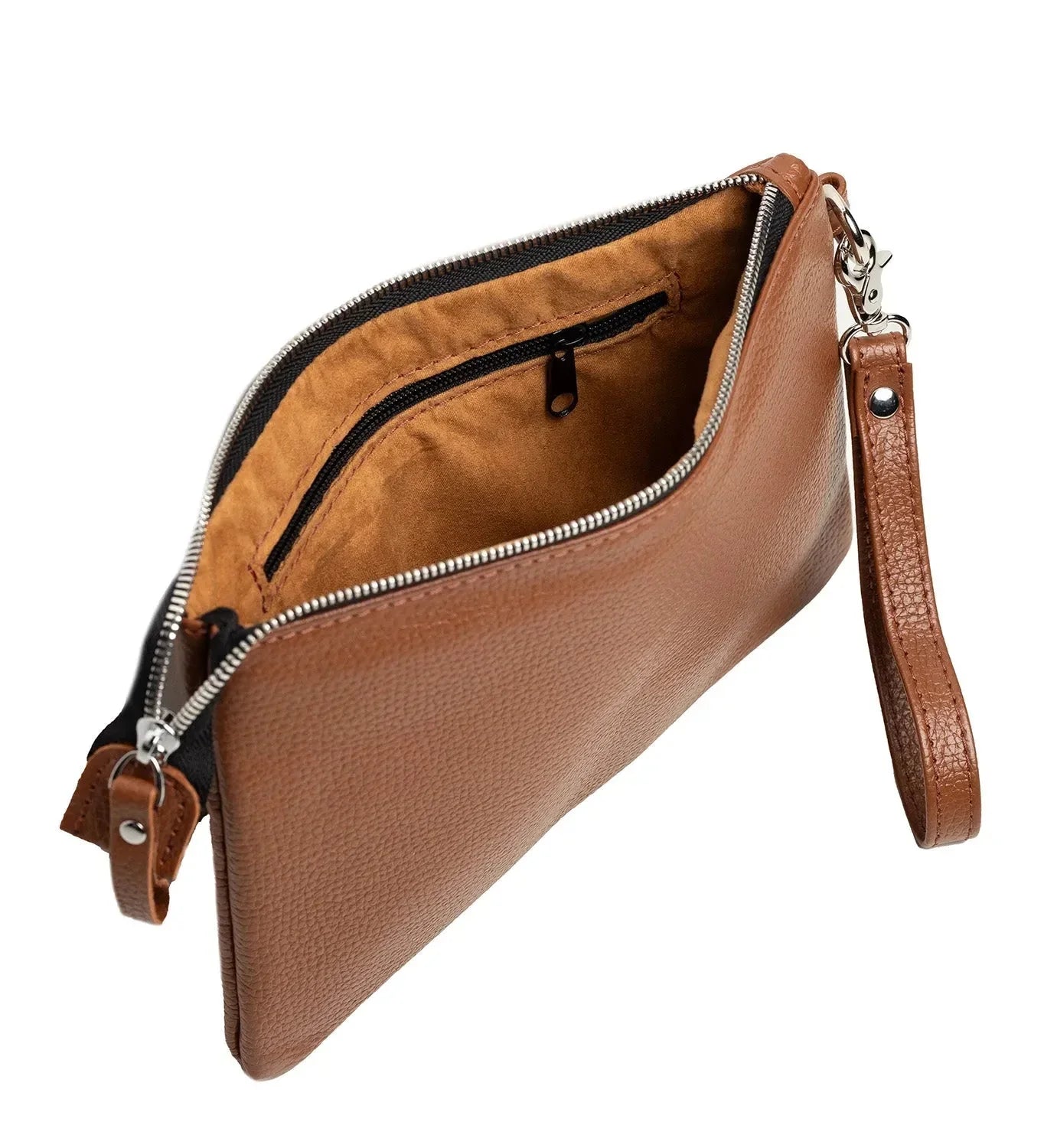 Grainy Leather Clutch with Zipper – 3 Sizes