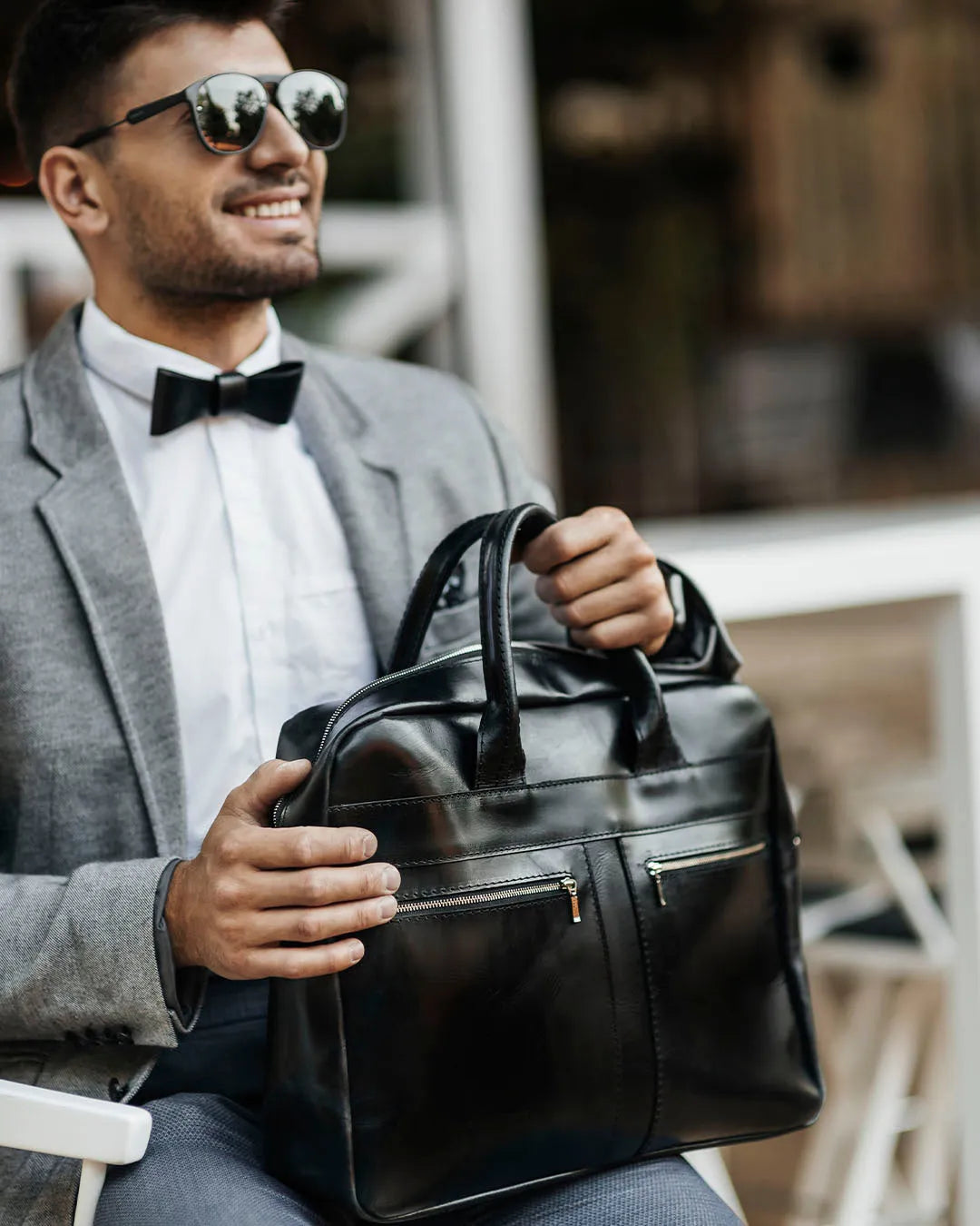 Men's Zippered Leather Briefcase – Work & Everyday Laptop Bag