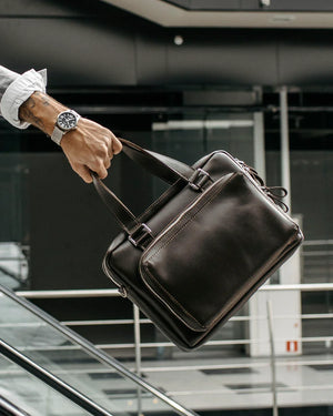 Leather Laptop Briefcase with Organizer – Smooth Finish