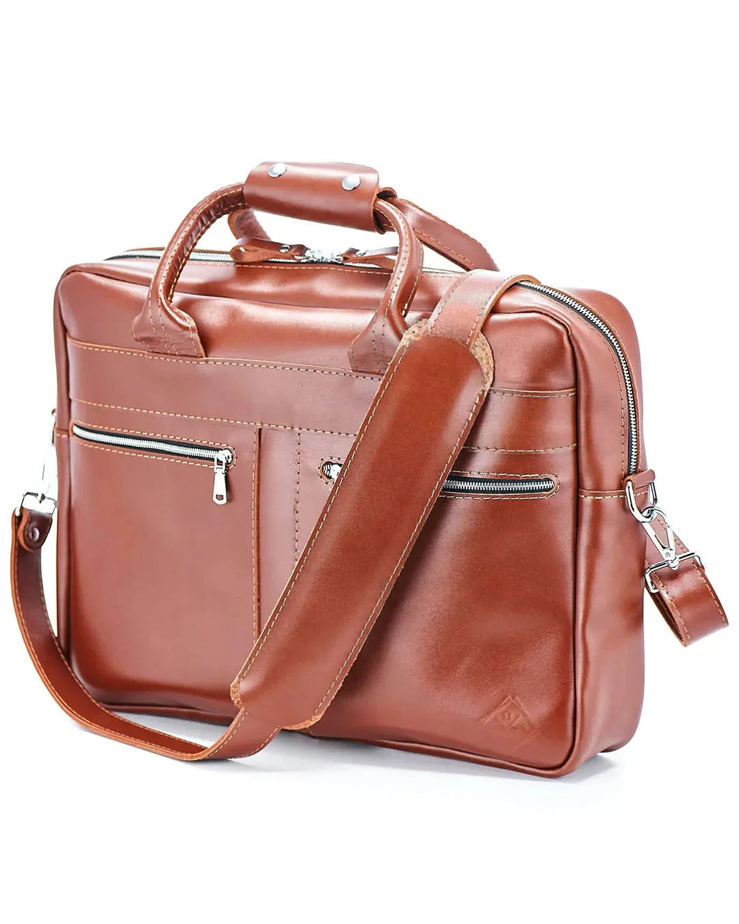 Men's Zippered Leather Briefcase – Work & Everyday Laptop Bag