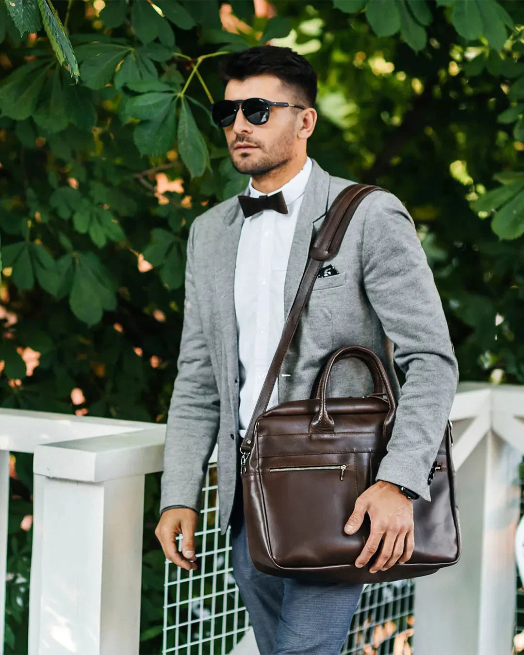 Men's Zippered Leather Briefcase – Work & Everyday Laptop Bag