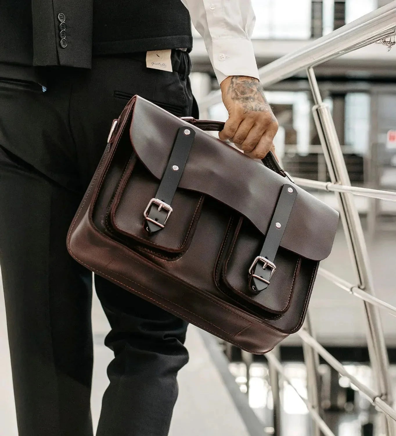 Leather Satchel Bag for Men – Work & Laptop Briefcase | Barrister