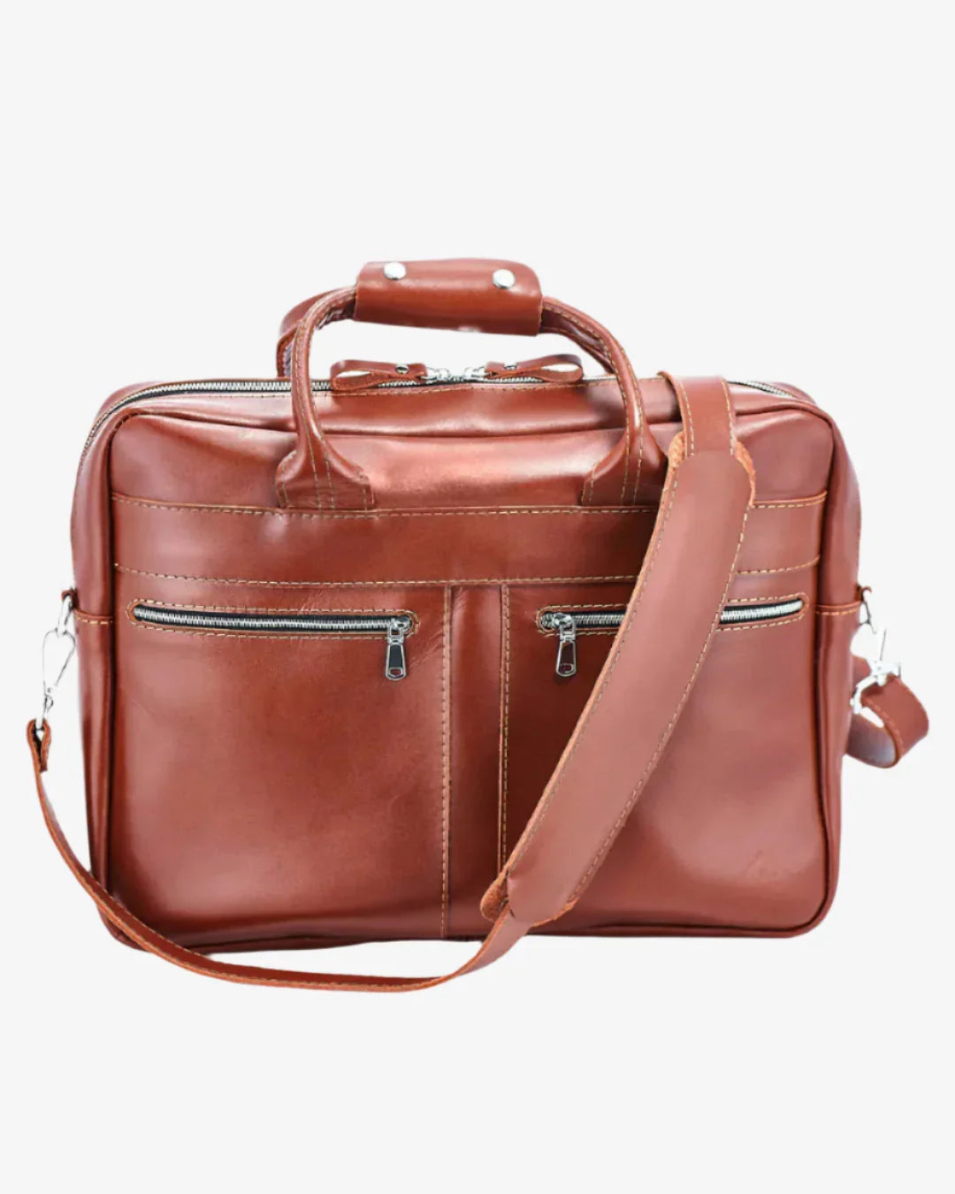 Men's Zippered Leather Briefcase – Work & Everyday Laptop Bag