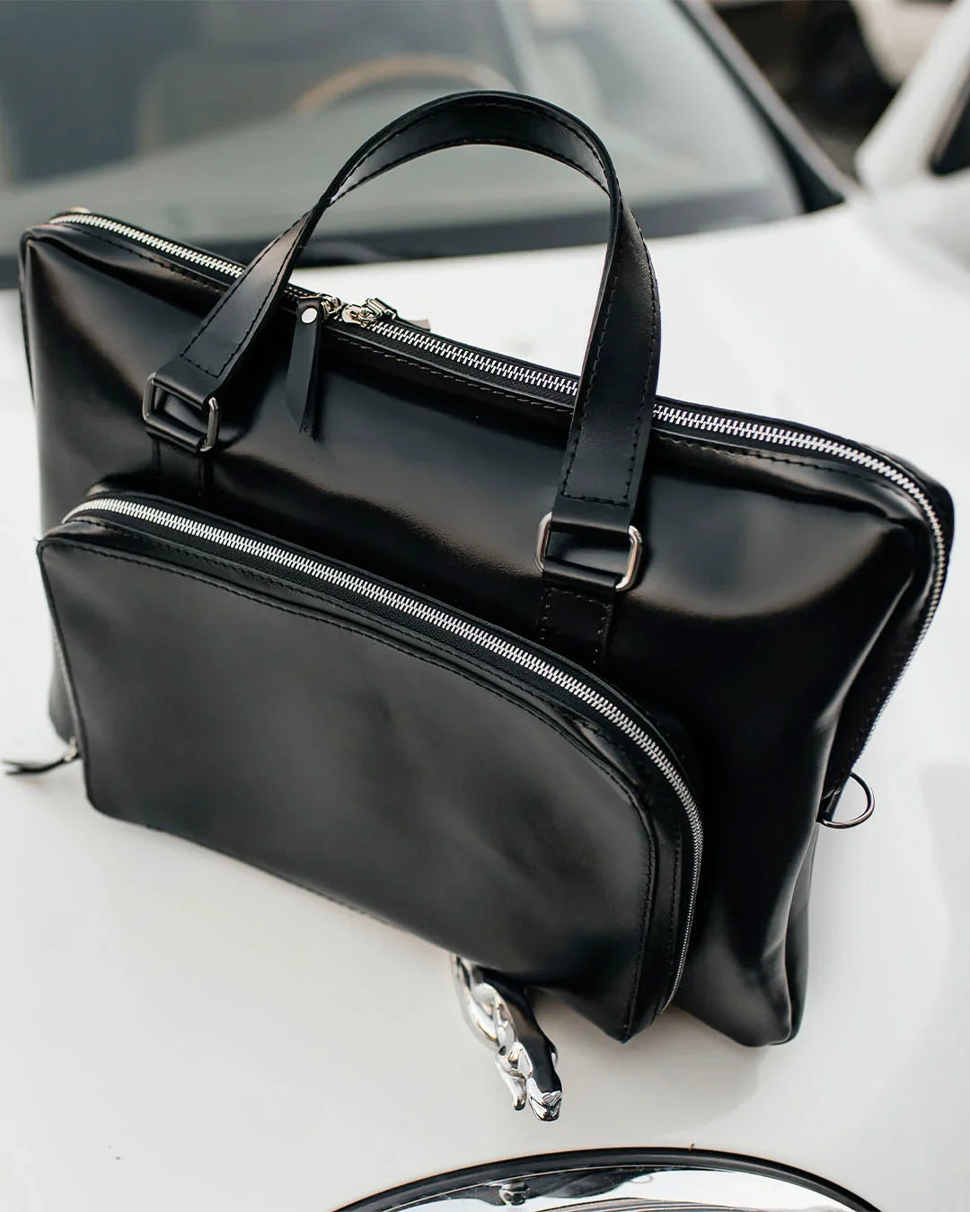 Leather Laptop Briefcase with Organizer – Smooth Finish