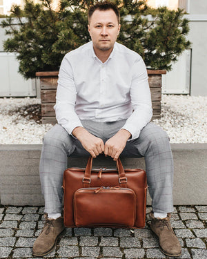 Leather Laptop Briefcase with Organizer – Smooth Finish