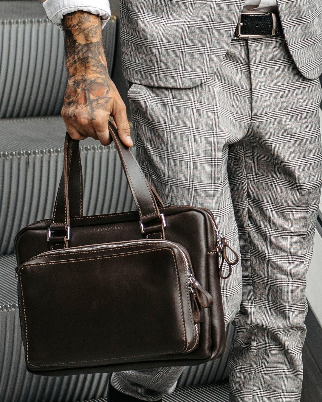 Leather Laptop Briefcase with Organizer – Smooth Finish