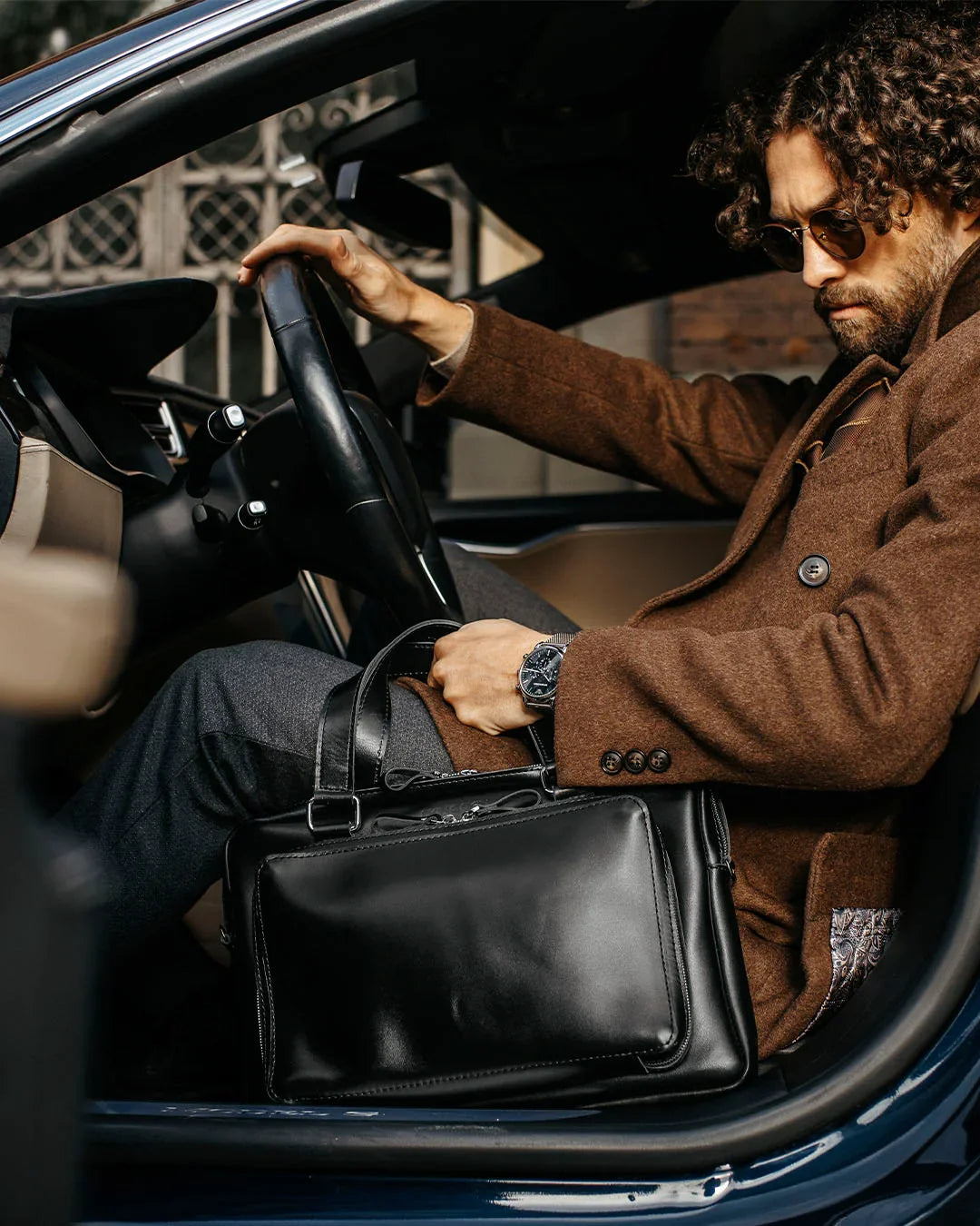 Leather Laptop Briefcase with Organizer – Smooth Finish