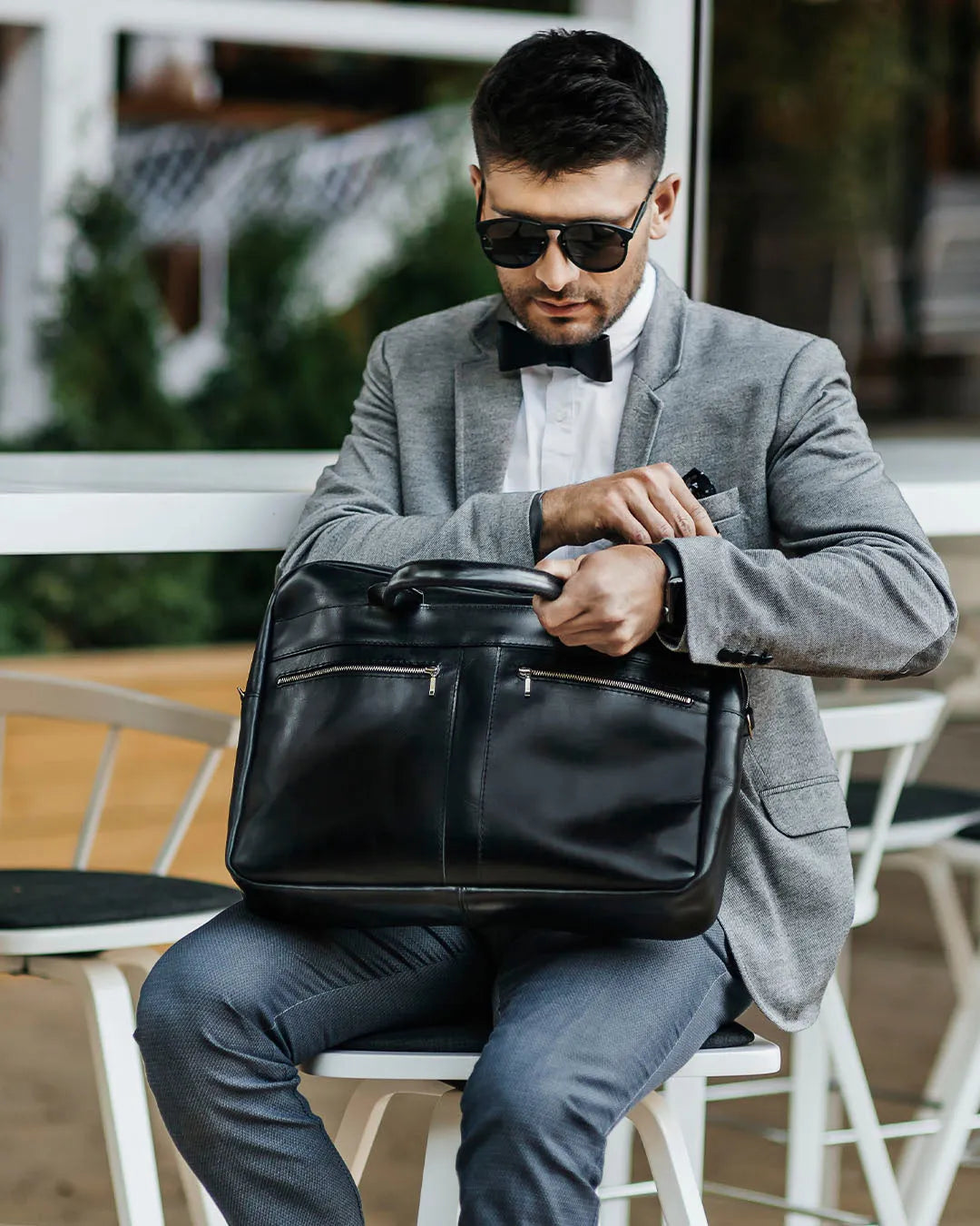 Men's Zippered Leather Briefcase – Work & Everyday Laptop Bag
