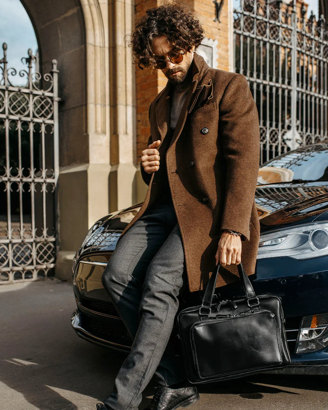 Leather Laptop Briefcase with Organizer – Smooth Finish
