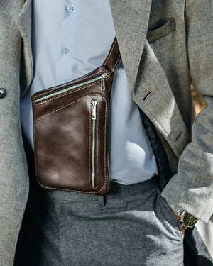 Smooth Leather Sling Bag for Men's | Hidden