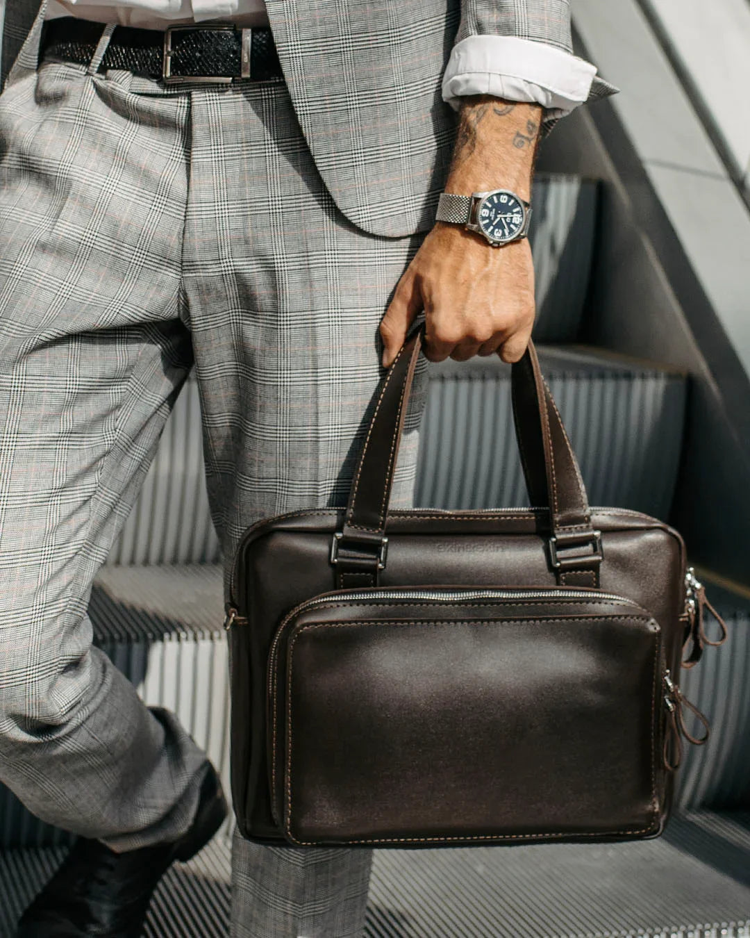 Leather Laptop Briefcase with Organizer – Smooth Finish