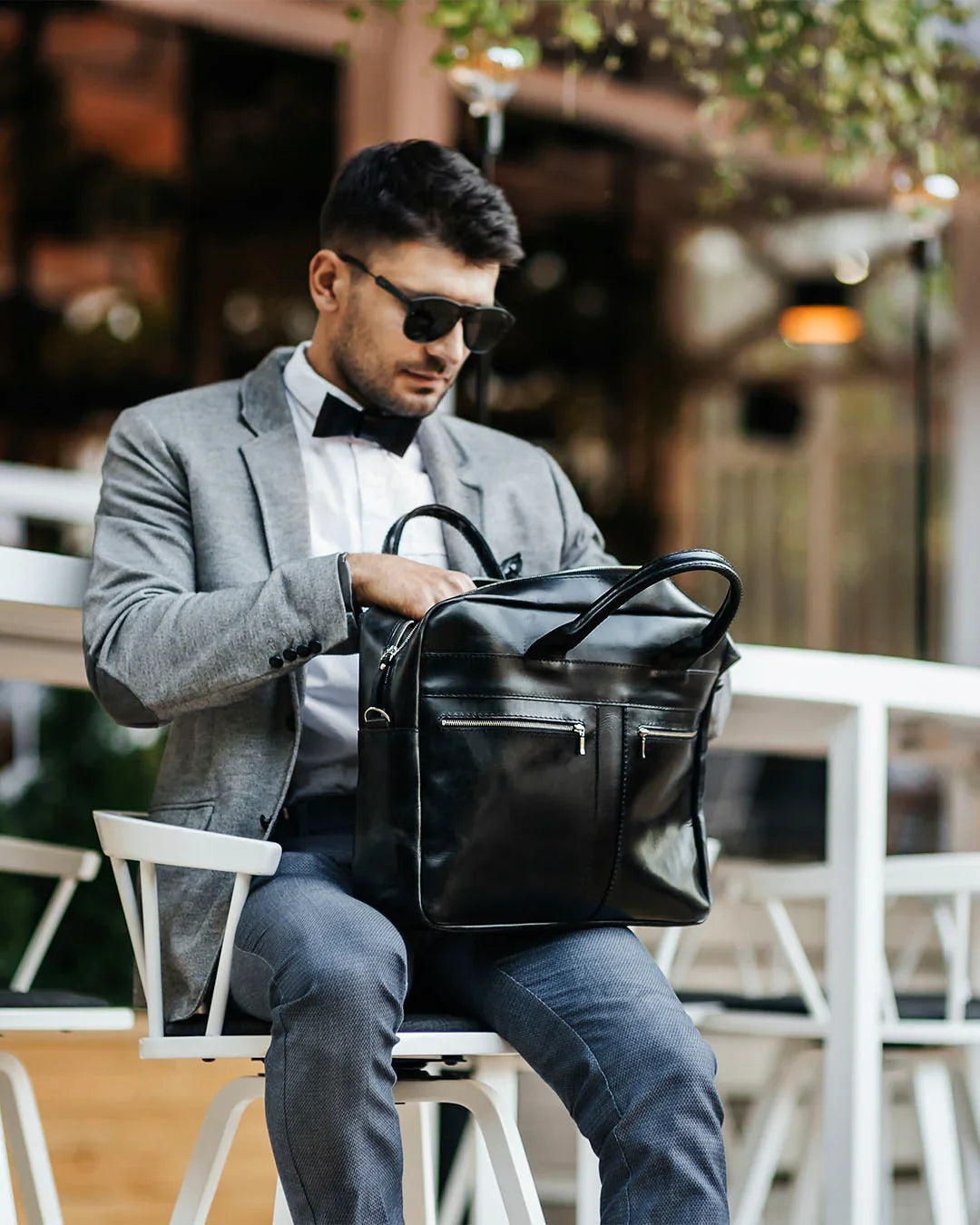 Men's Zippered Leather Briefcase – Work & Everyday Laptop Bag