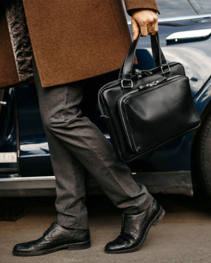 Leather Laptop Briefcase with Organizer – Smooth Finish