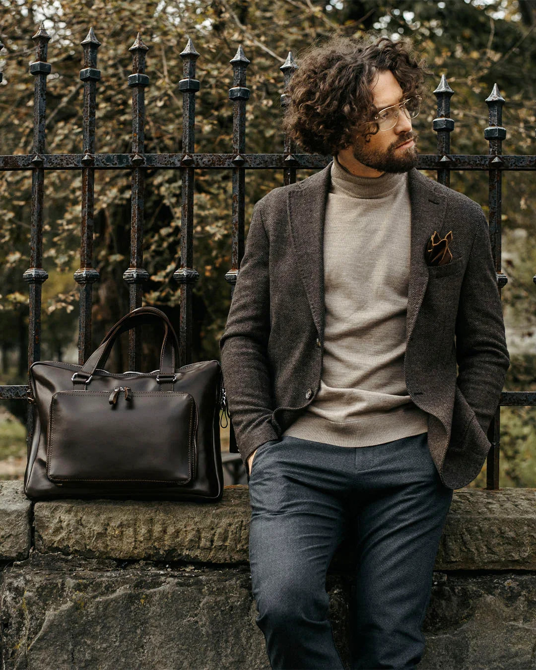 Leather Laptop Briefcase with Organizer – Smooth Finish