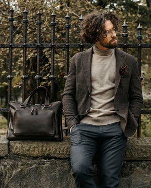 Leather Laptop Briefcase with Organizer – Smooth Finish