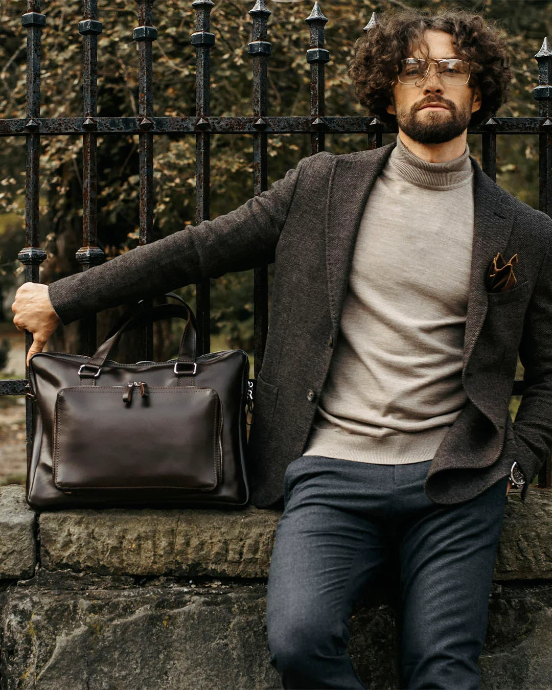 Leather Laptop Briefcase with Organizer – Smooth Finish