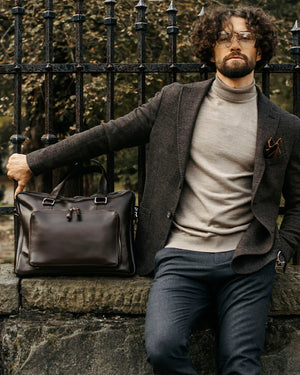 Leather Laptop Briefcase with Organizer – Smooth Finish
