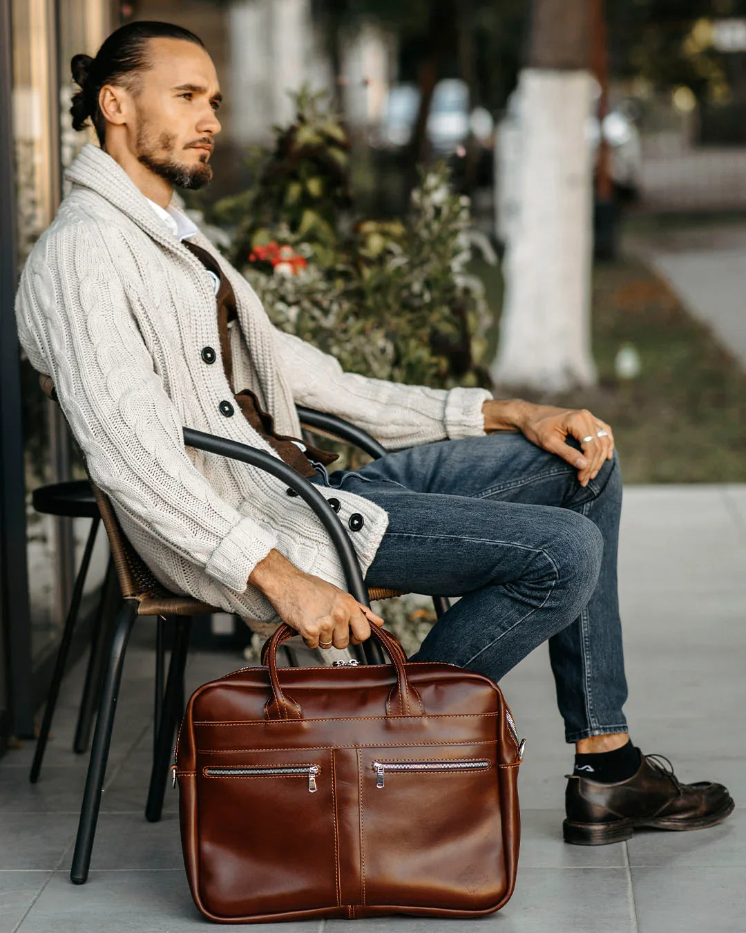 Men's Zippered Leather Briefcase – Work & Everyday Laptop Bag
