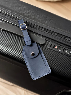 Matte Leather Luggage Tag with Pocket Travel Accessory