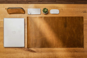 Crazy Horse Leather Desk Pad – Rustic Desk Mat for Office or Home