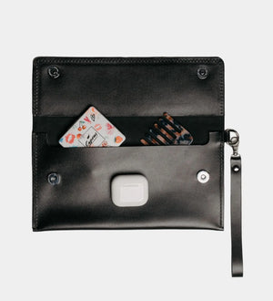 Double-Sided Leather Clutch with Handle