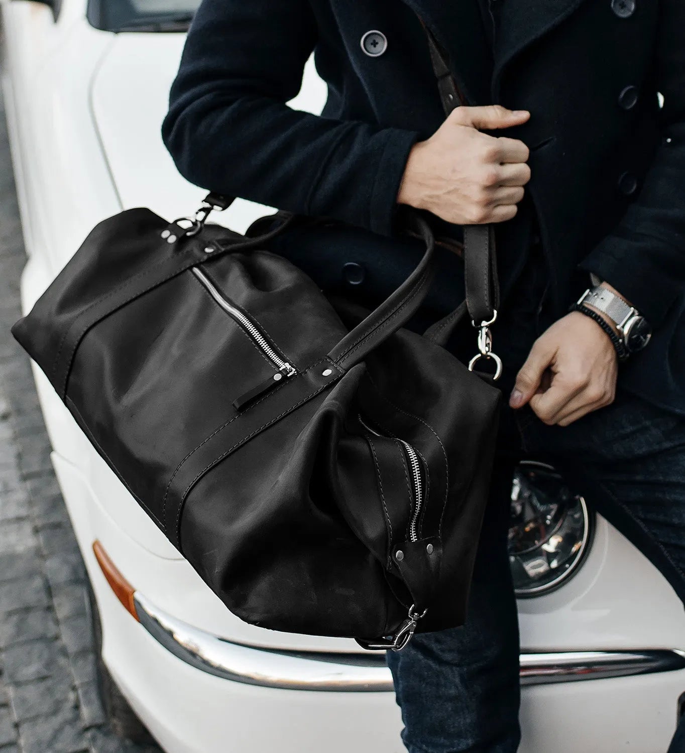 Handmade Distressed Leather Duffel – Travel Bag for Men | Stout M/L