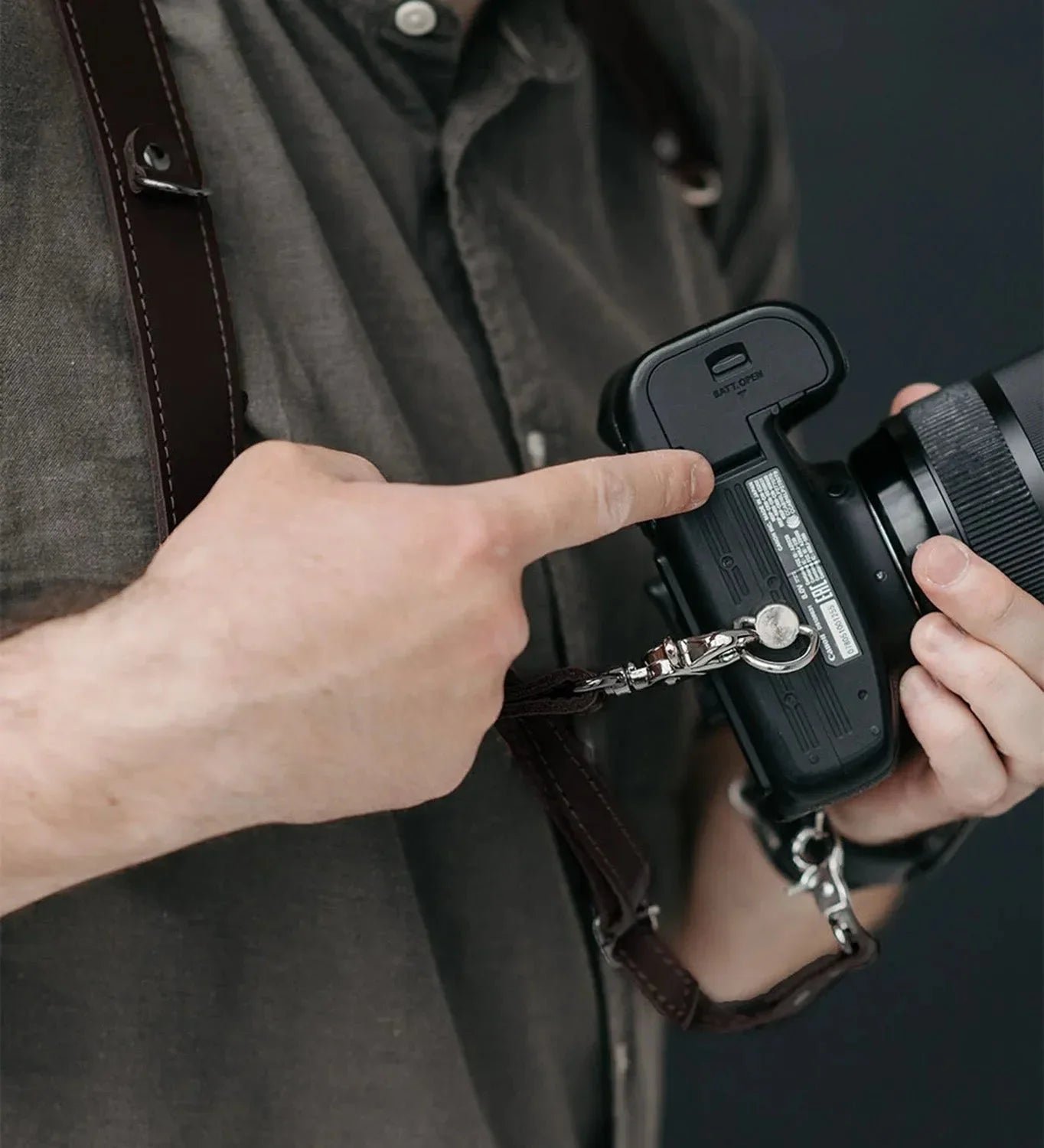Smooth Leather Dual Camera Harness – Adjustable & Secure Fit