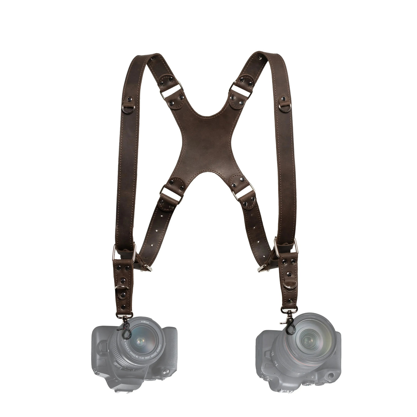 Dual Camera Harness – Matte Leather with Custom Logo Option