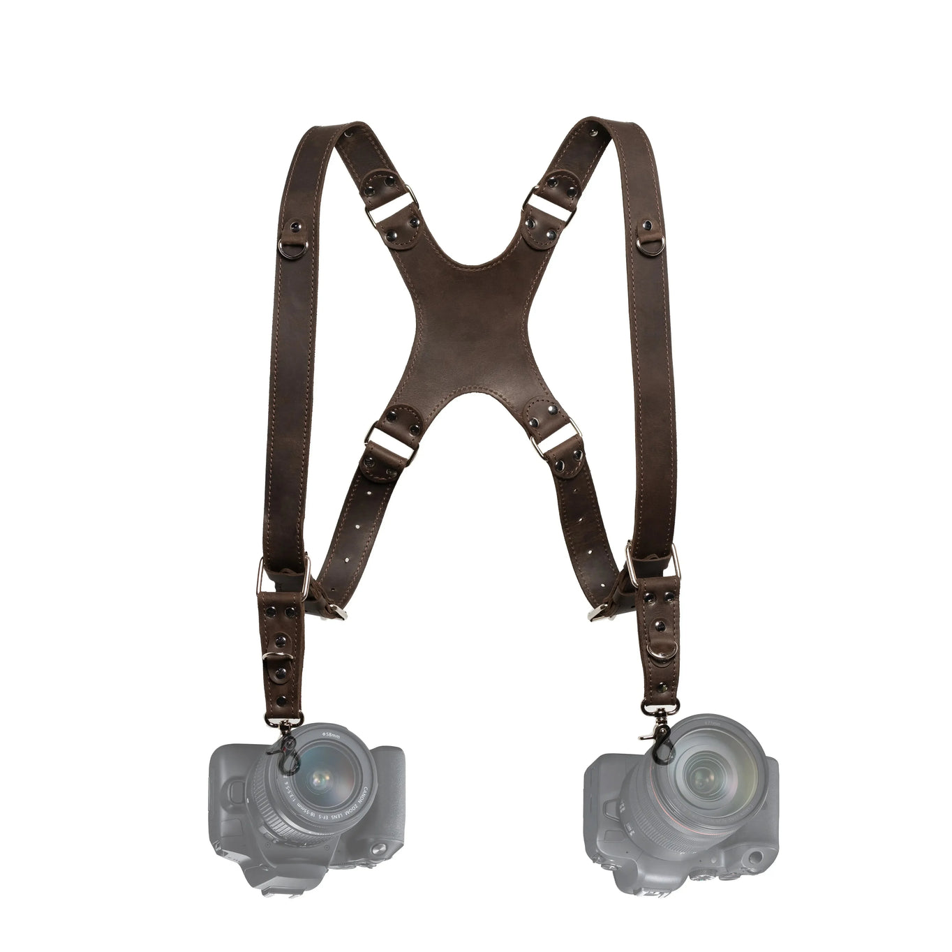 Dual Camera Harness – Matte Leather with Custom Logo Option