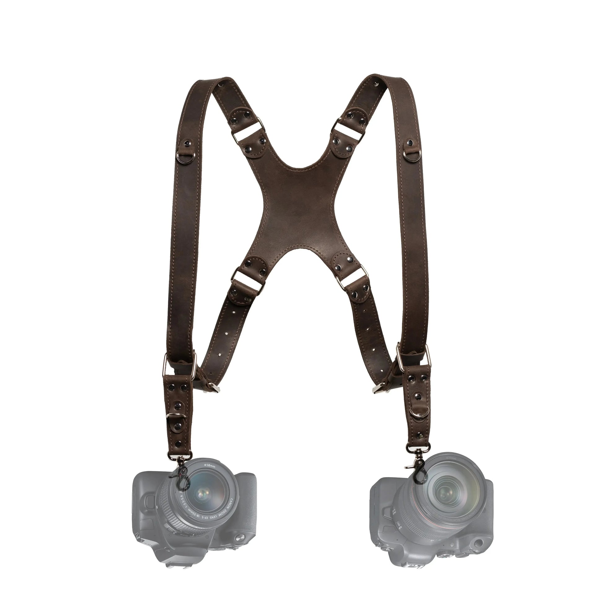 Dual Camera Harness – Matte Leather with Custom Logo Option