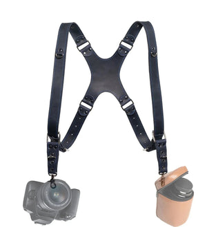 Dual Camera Harness – Matte Leather with Custom Logo Option