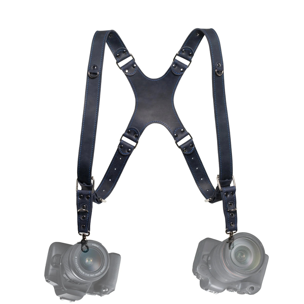 Dual Camera Harness – Matte Leather with Custom Logo Option