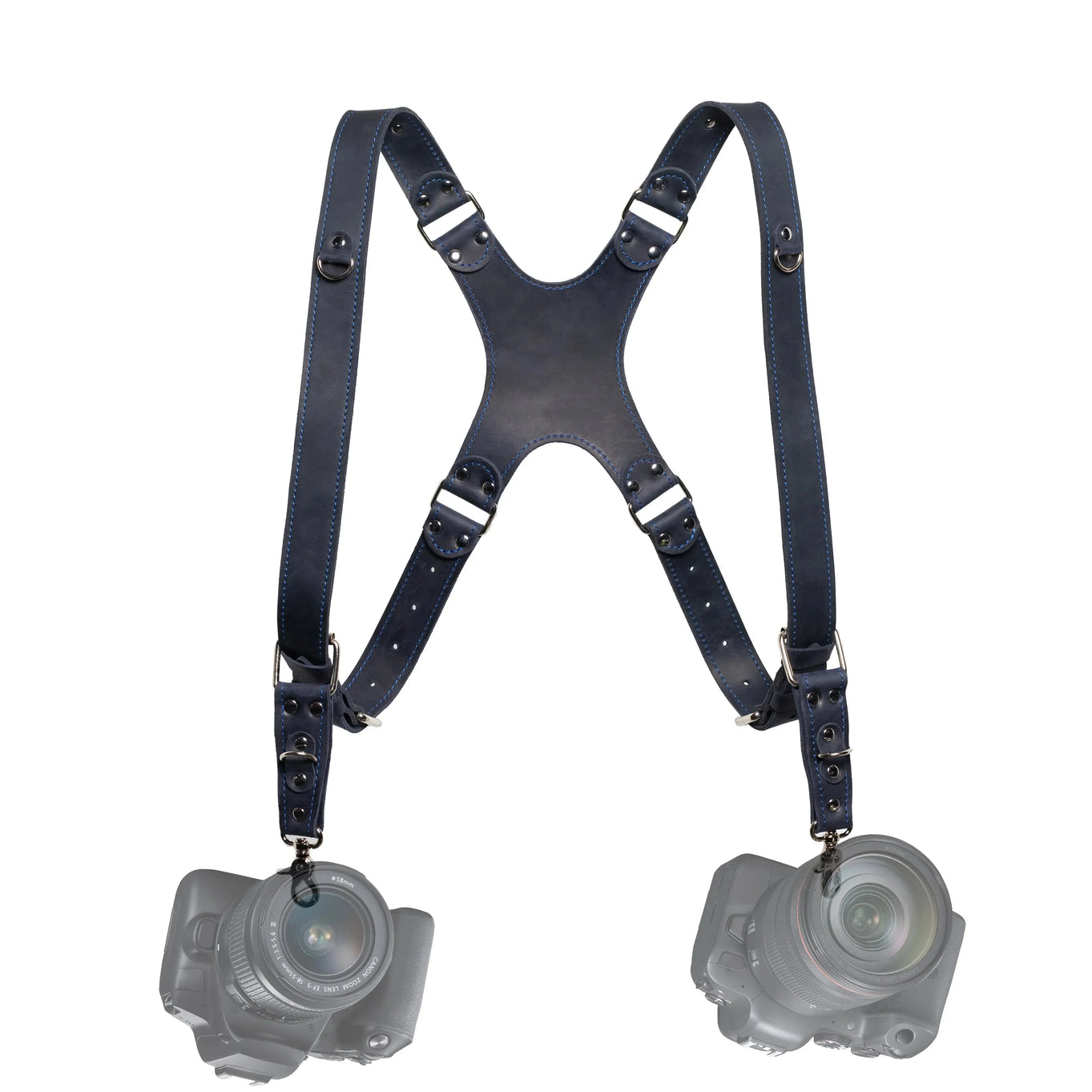 Dual Camera Harness – Matte Leather with Custom Logo Option