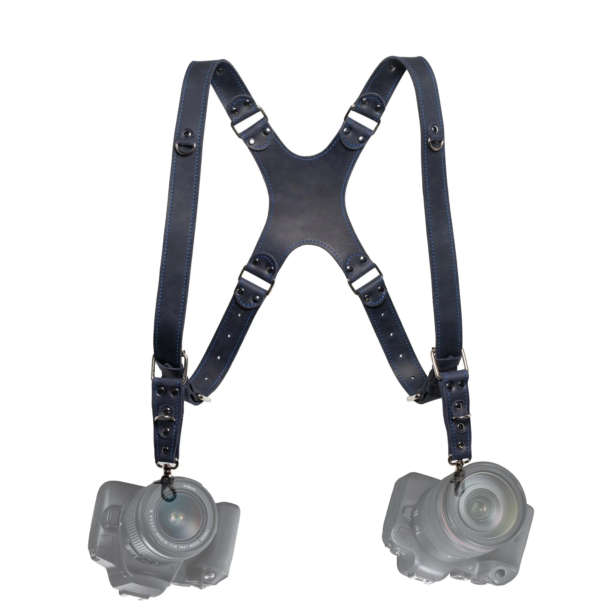 Dual Camera Harness – Matte Leather with Custom Logo Option