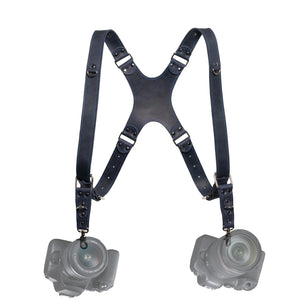 Dual Camera Harness – Matte Leather with Custom Logo Option
