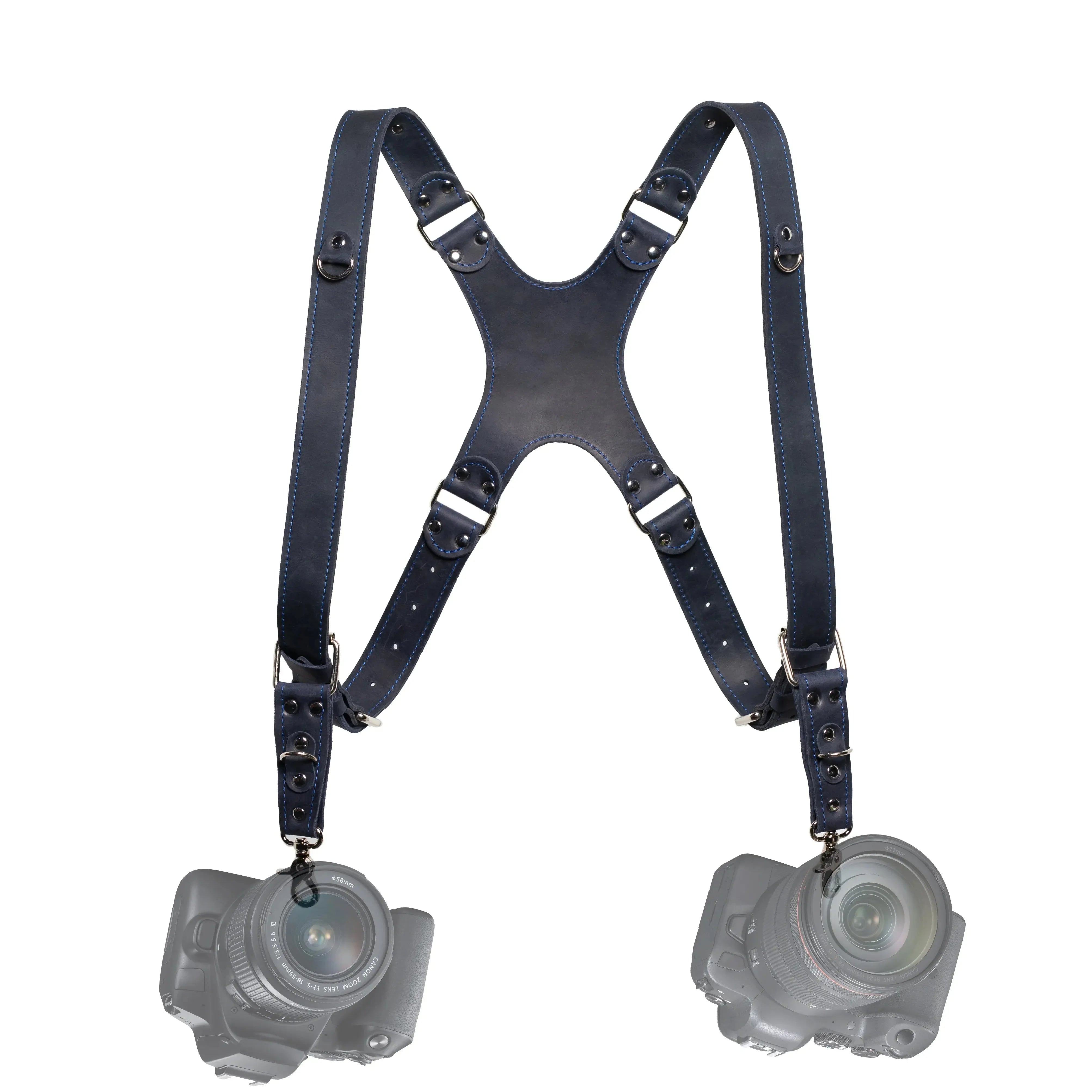 Dual Camera Harness – Matte Leather with Custom Logo Option