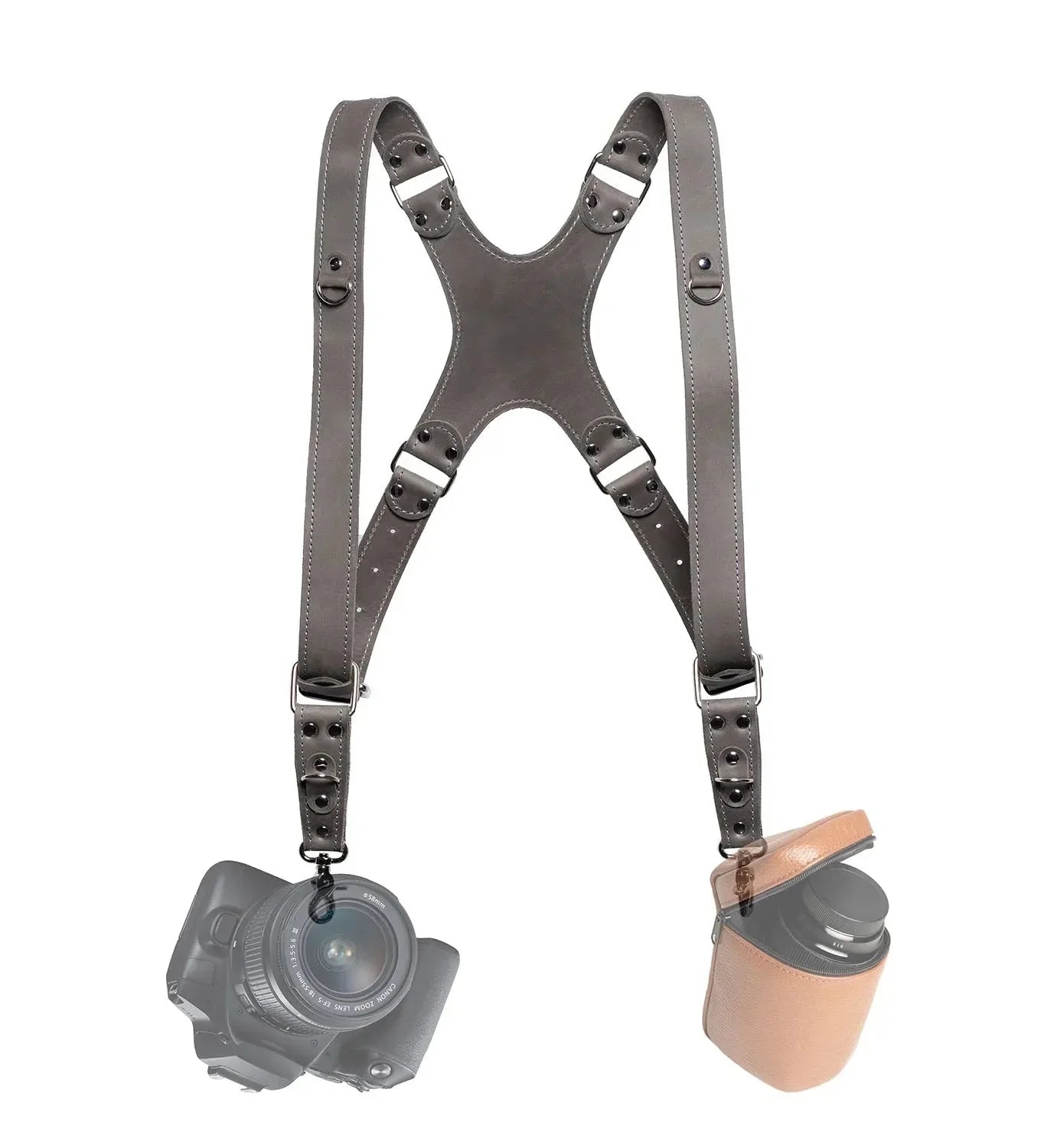 Dual Camera Harness – Matte Leather with Custom Logo Option