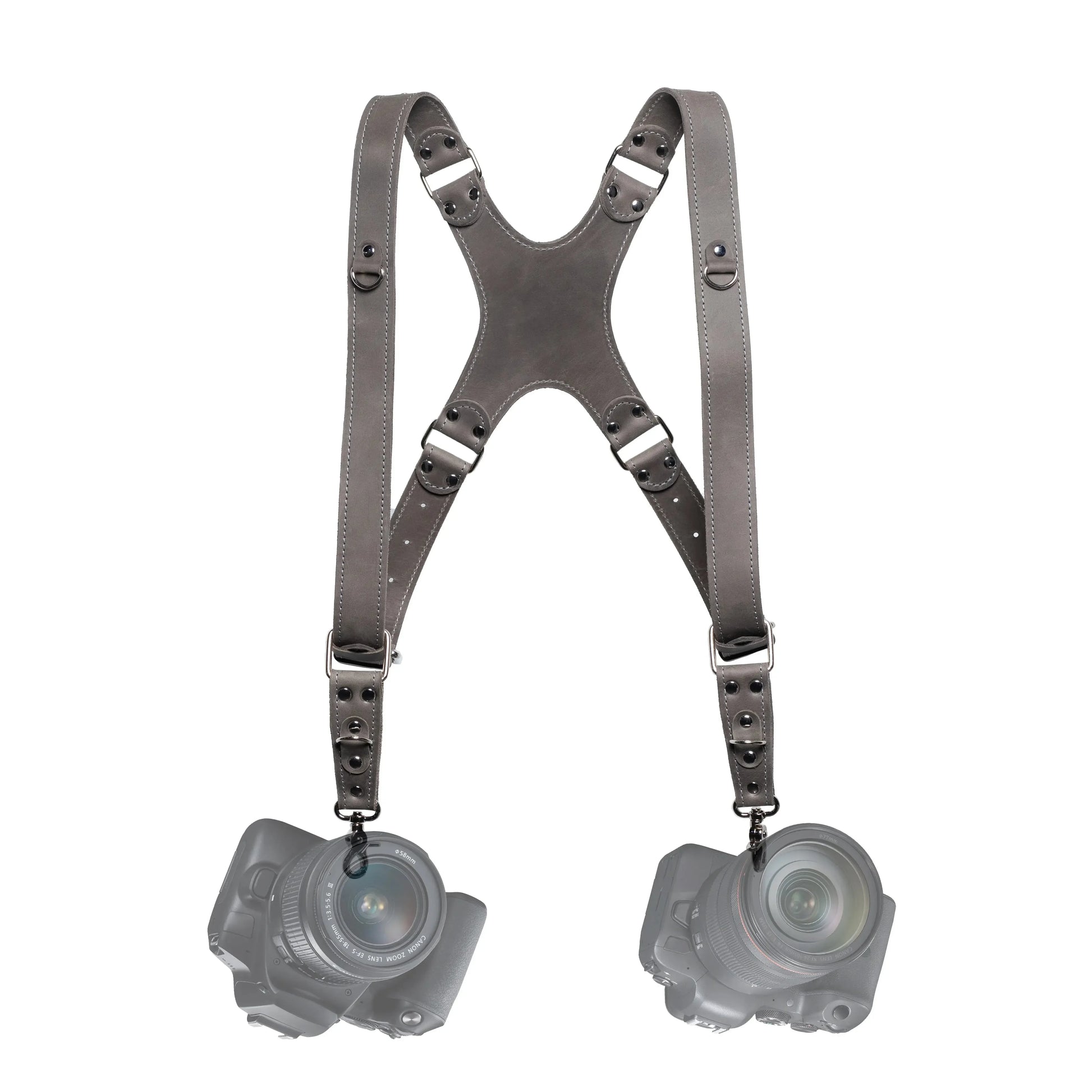 Dual Camera Harness – Matte Leather with Custom Logo Option
