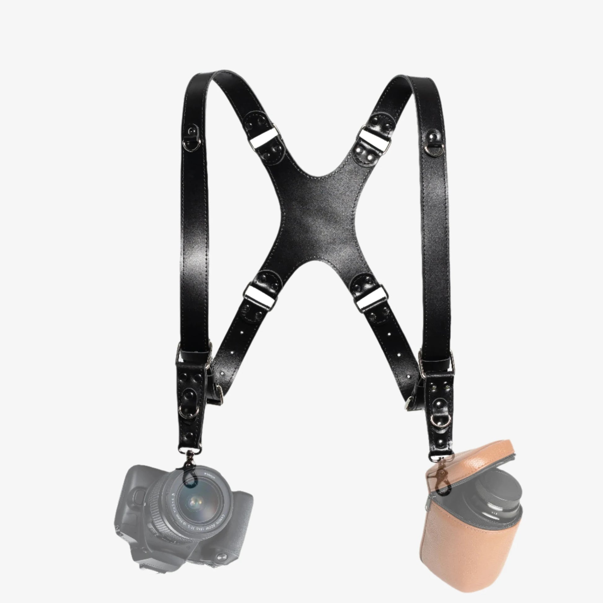 Leather Double Camera Harness | Black - Wenderfarer