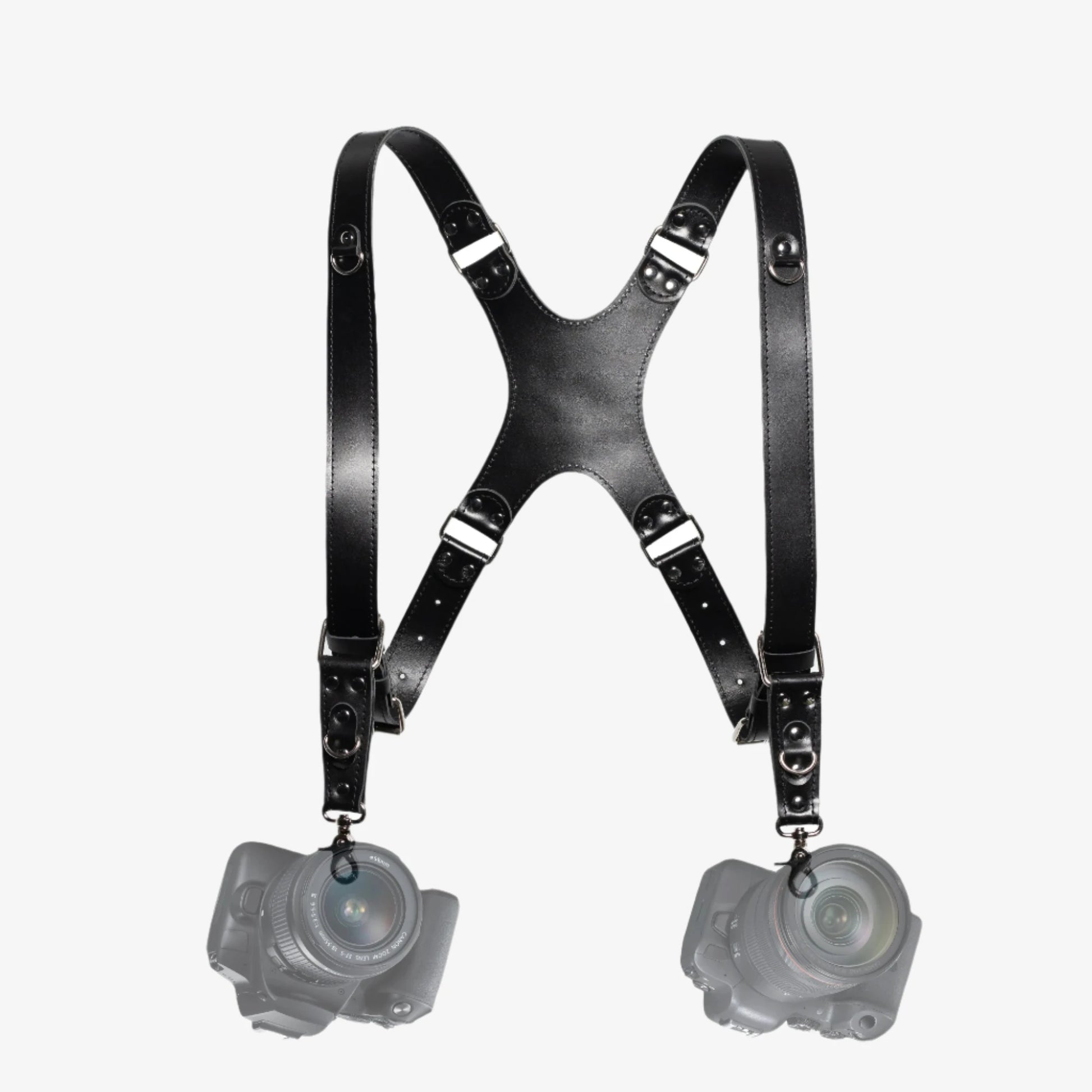 Leather Double Camera Harness | Black - Wenderfarer