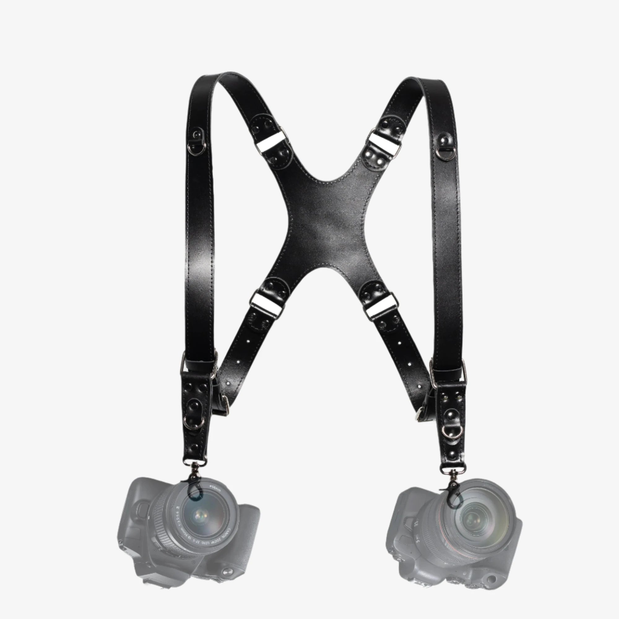 Leather Double Camera Harness | Black - Wenderfarer