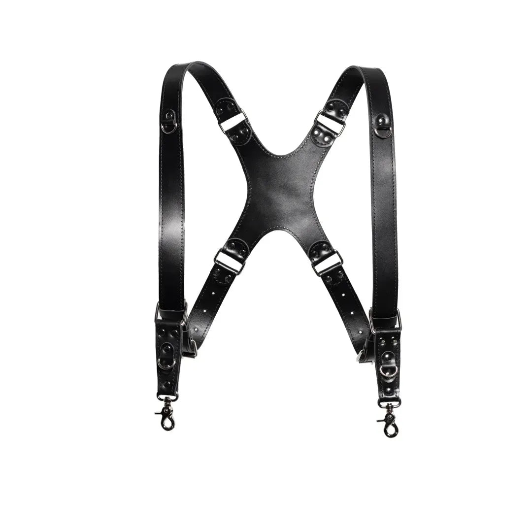 Leather Double Camera Harness - Matted | Black - Wenderfarer