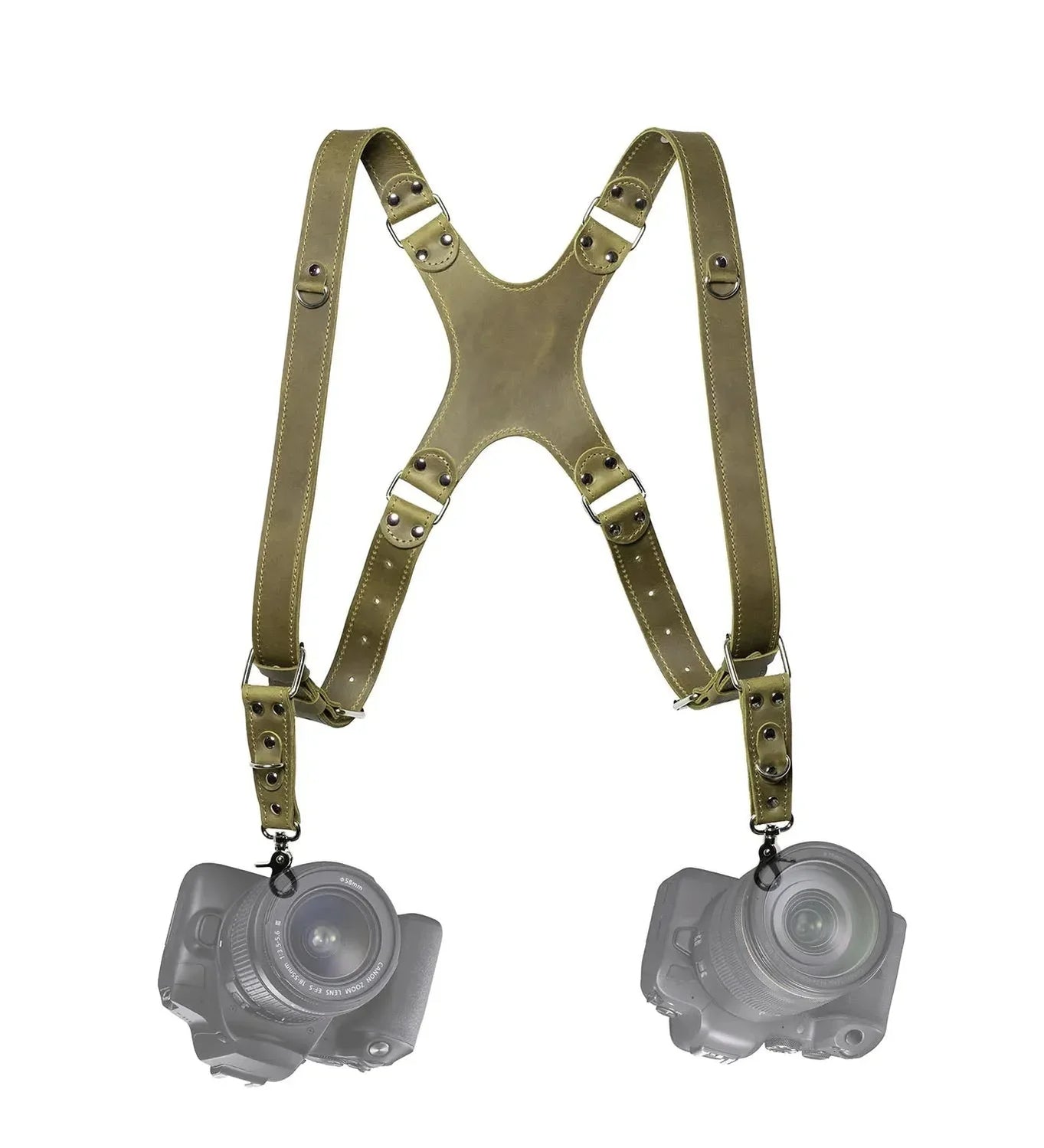 Dual Camera Harness – Matte Leather with Custom Logo Option